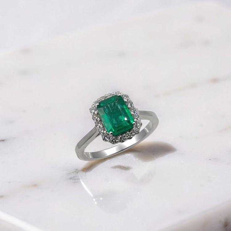 Anelli Smeraldi Naturali e Diamanti Oro 18Kt
