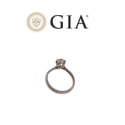 Anello in oro bianco 18kt di Meteore Gioielli con diamante naturale taglio brillante 0.50ct E/VS1 certificato internazionale GIA e incisione laser sulla cintura