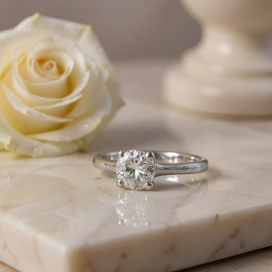 Anello Solitario in oro bianco 18kt di Meteore Gioielli con diamante naturale taglio brillante 0.70ct D/VVS2 Certificato  GIA e incisione laser sulla cintura