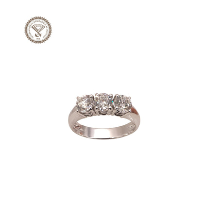 Anello Trilogy in oro bianco 18kt di Meteore Gioielli con diamanti naturali taglio brillante 1.51 ct E/VS1 VG EX EX NONE corredati di certificato internazionale IGI