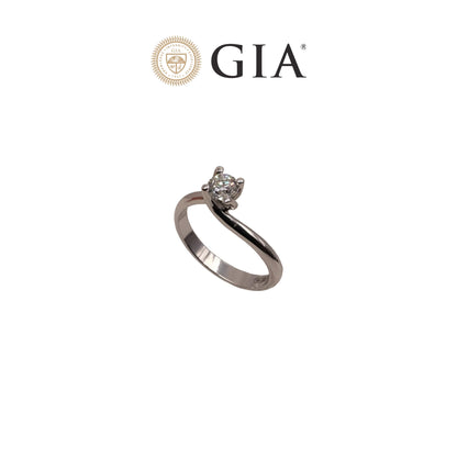 Anello Solitario in oro bianco 18kt di Meteore Gioielli con diamante naturale taglio brillante 0.40ct E/VS1 con certificato  GIA e incisione laser sulla cintura