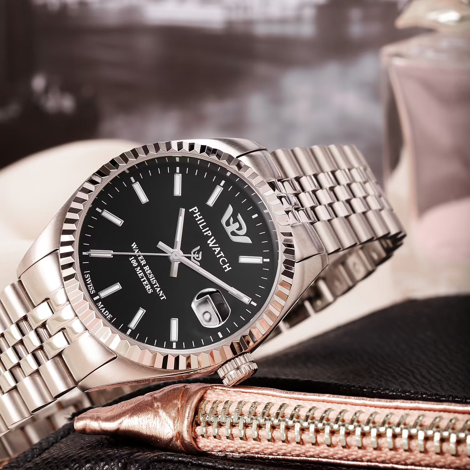 orologio donna acciaio raffinato 35mm dettagli quadrante nero