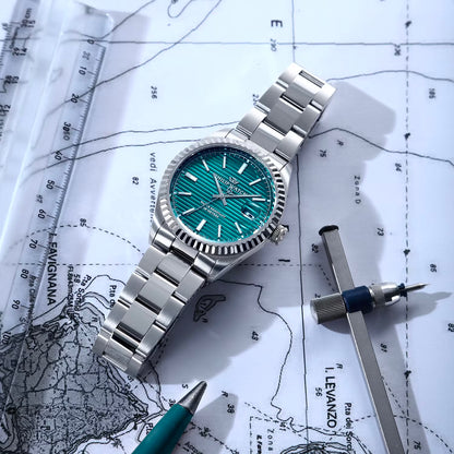 dettaglio quadrante philip watch quarzo, orologio uomo elegante sportivo acciaio 39mm