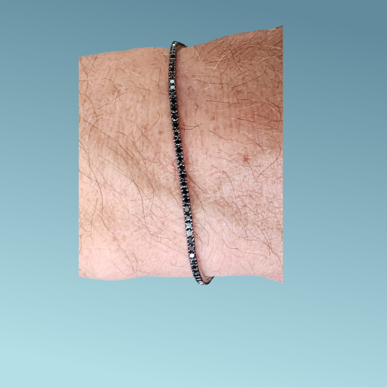 Bracciale tennis in oro bianco con diamanti neri di carati 2.13 con punte brunite. Lunghezza 19cm di Meteore Gioielli 