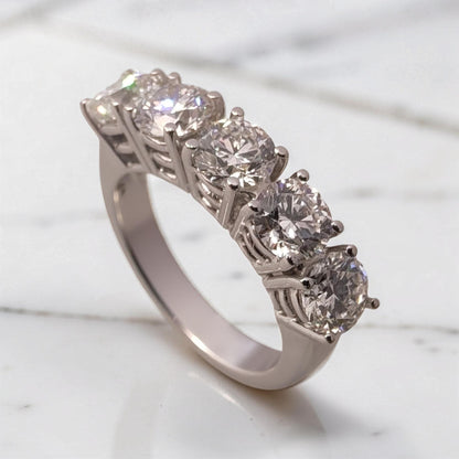 Veretta oro bianco 18kt Meteore Gioielli vista laterale 5 diamanti naturali 2,50 ct D VS1 certificati IGI