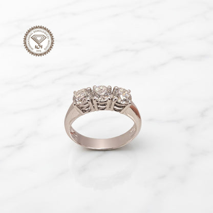 Anello Trilogy in oro bianco 18kt di Meteore Gioielli con diamanti naturali taglio brillante 1.51 ct E/VS1 VG EX EX NONE corredati di certificato internazionale IGI