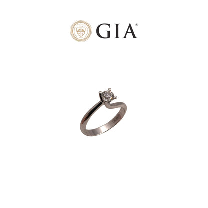 Anello Solitario in oro bianco 18kt di Meteore Gioielli con diamante naturale taglio brillante 0.40ct E/VS1 con certificato  GIA e incisione laser sulla cintura