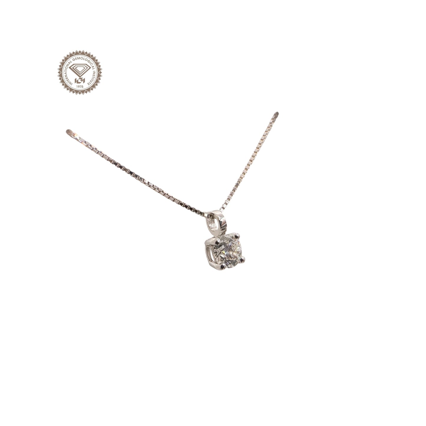 punto luce in oro bianco 18kt di meteore gioielli con diamante naturale taglio brillante da 0.50 ct f/vs1 con certificato internazionale igi n. 750545435