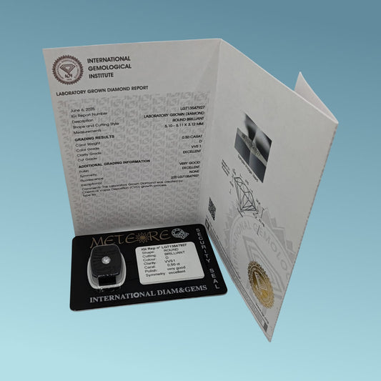 Diamante Lab Grown 0.50 carati D color VVS1 Certificato IGI report n° LG713547927