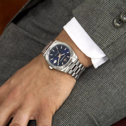 Orologio elegante uomo Lucien Rochat acciaio inox dettagli premium collezione Bienne