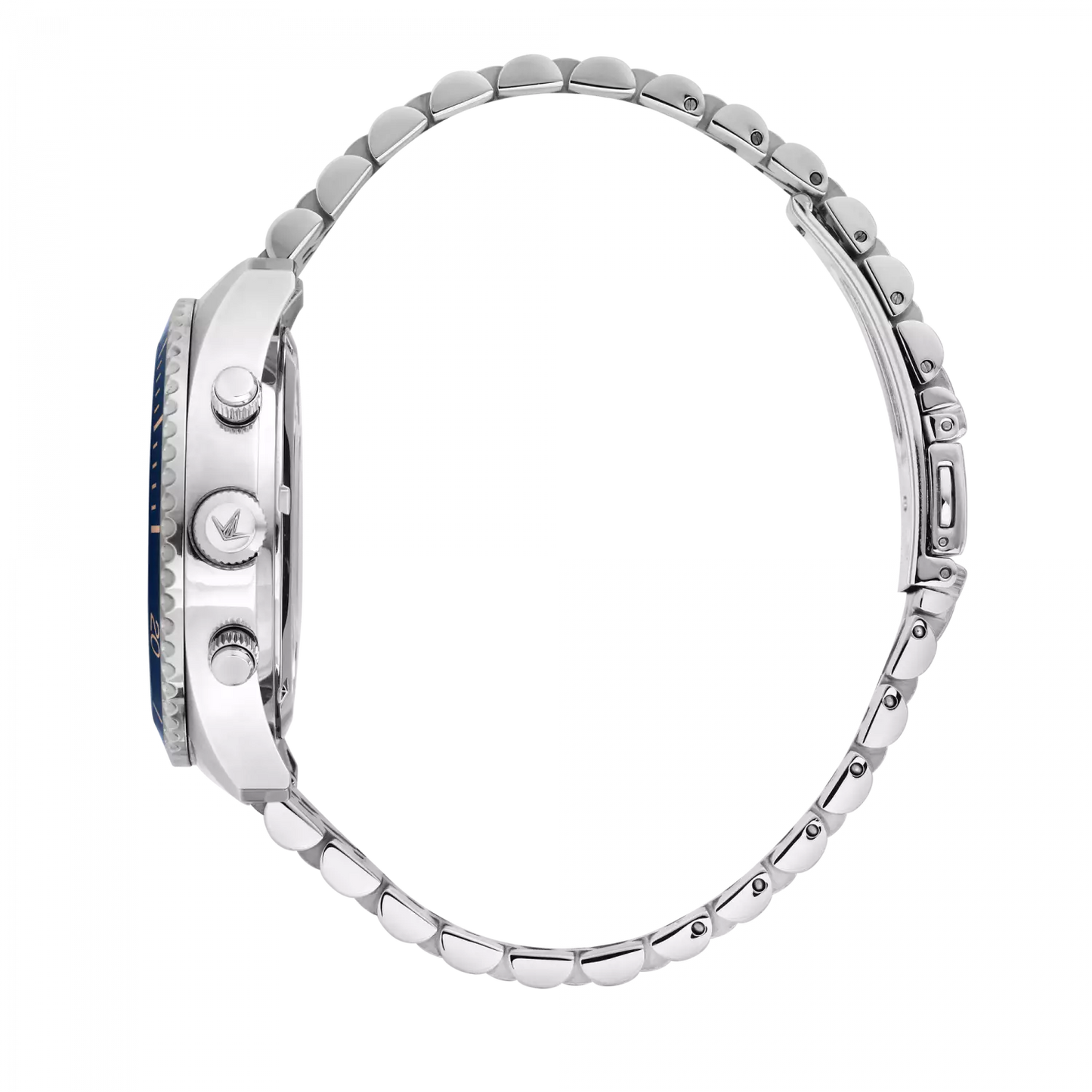 orologio cronografo da uomo lucien rochat r0473617008, cassa silver in acciaio. collezione léman quadrante blu dettagli oro rosa