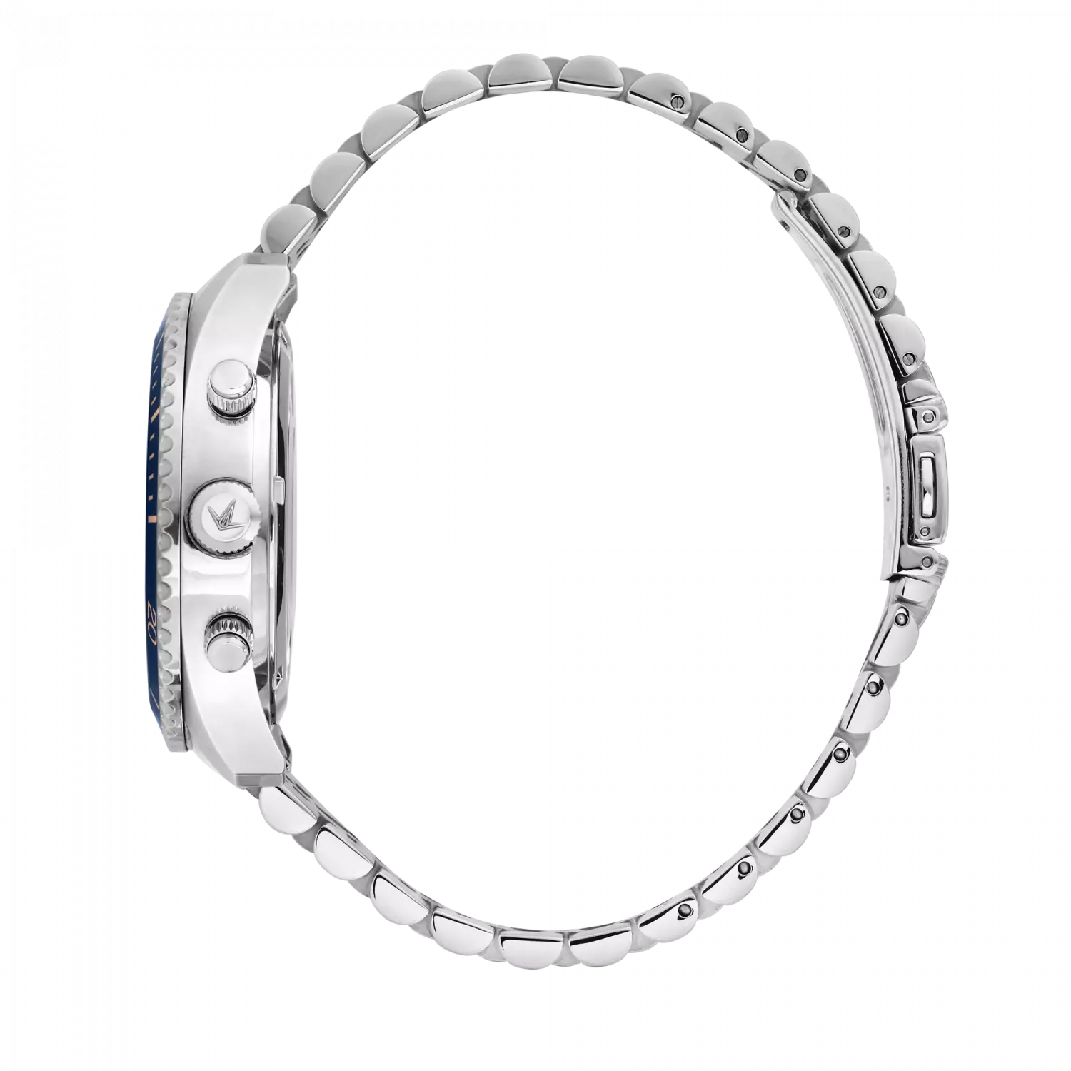 Orologio Cronografo da Uomo Lucien Rochat R0473617008, Cassa Silver in Acciaio. Collezione Léman Quadrante blu Dettagli oro rosa