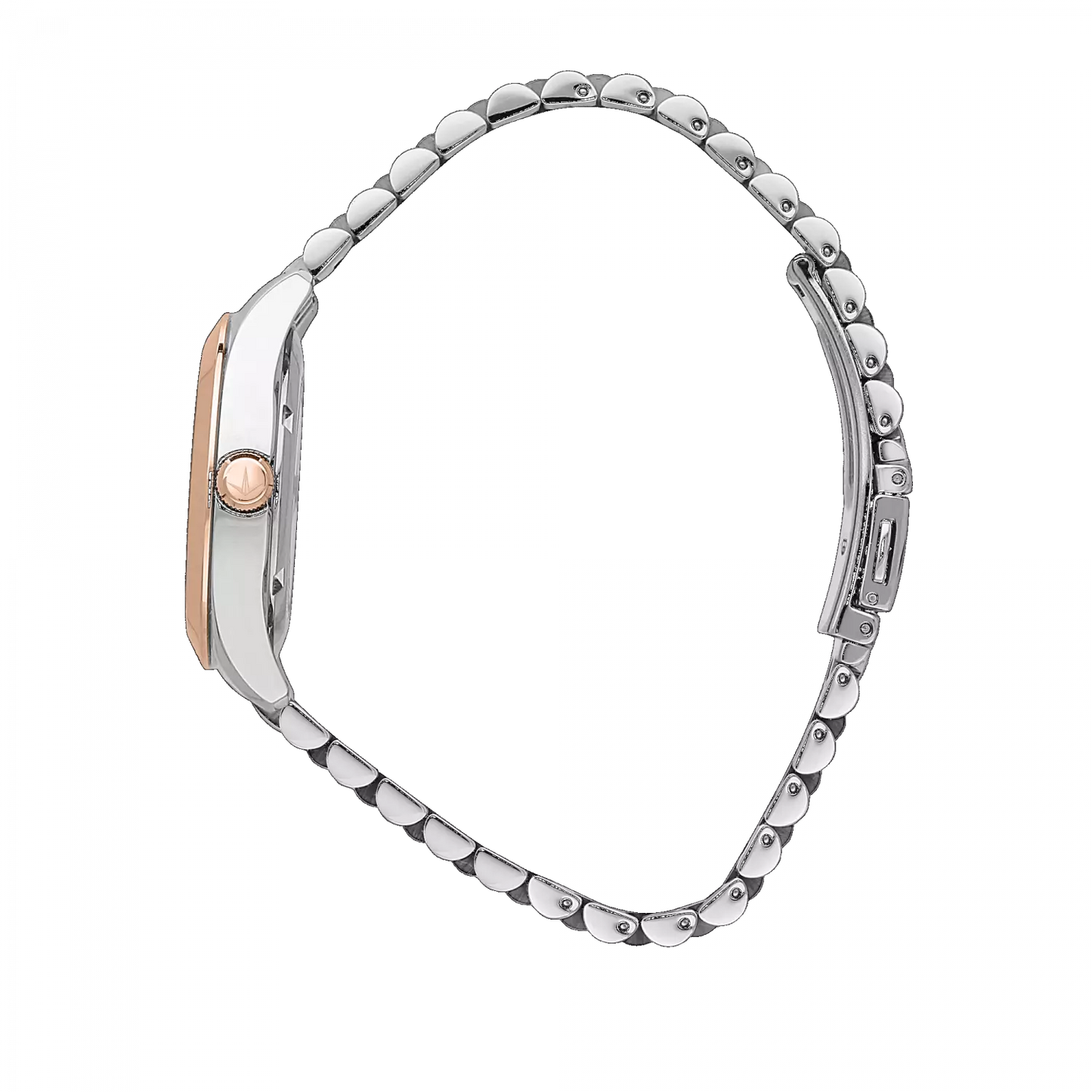 orologio tempo e data da donna lucien rochat r0453114511, cassa rose-gold in acciaio. collezione madame quadrante rosa con diamanti dettagli oro rosa