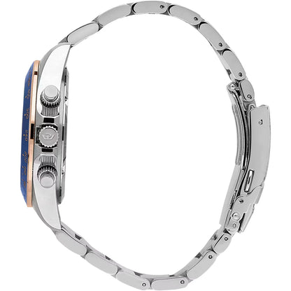 Orologio da uomo Philip Watch con movimento al quarzo RONDA 5040 e funzione di crongorafo con data.
Cassa in acciaio inox dal diametro di 42 mm. Lunetta con inserto in alluminio blu.