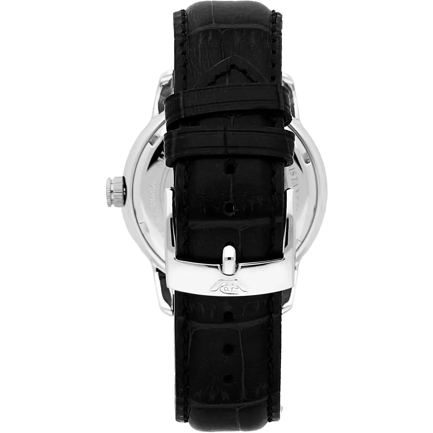 Orologio da uomo con movimento al quarzo ETA F06.115 e funzioni di solo tempo con data.
Cassa rotonda in acciaio inox dal diametro di 40 mm. Fondello a vite