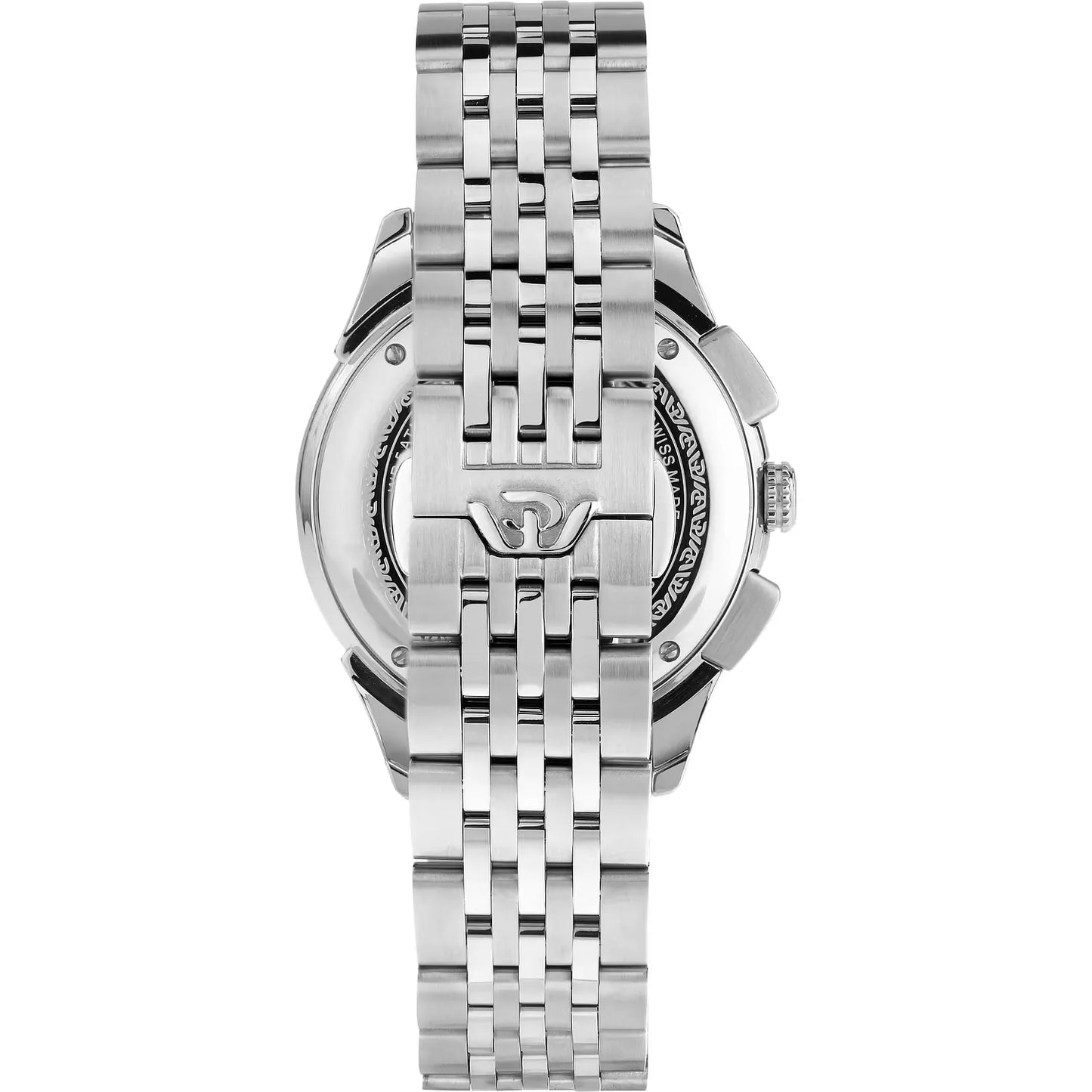 orologio da uomo con movimento al quarzo ronda 3540 e funzioni di cronografo con data.
cassa in acciaio inox dal diametro di 41 mm. fondello a vite.