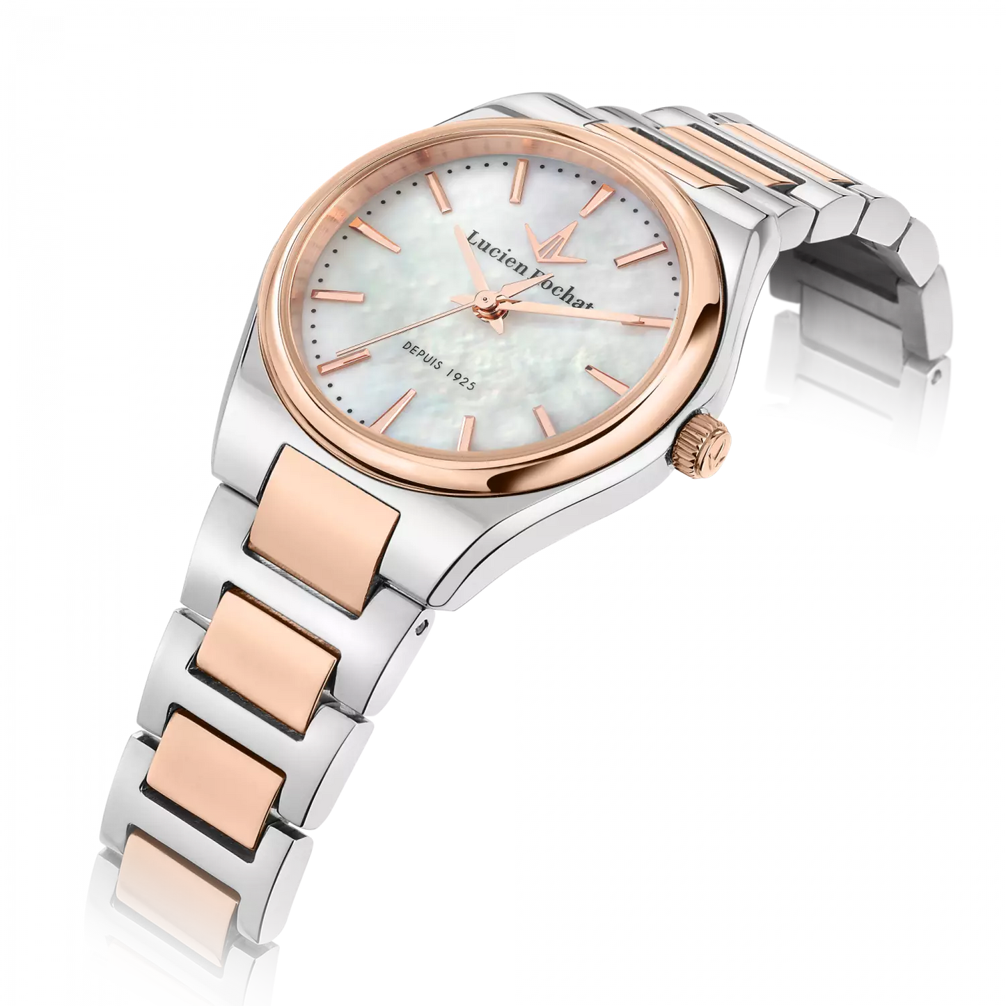 orologio just time da donna lucien rochat r0453122513, cassa silver in acciaio lega di metallo. collezione avenue quadrante madreperla dettagli oro rosa