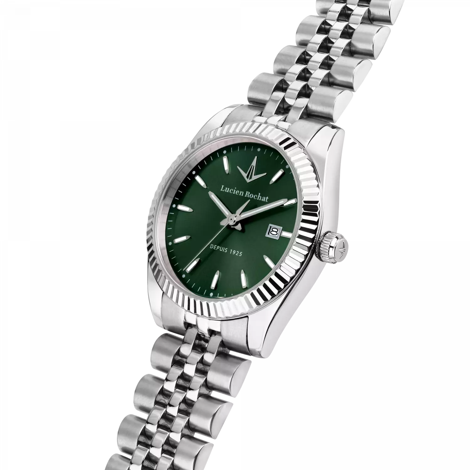 Orologio Tempo e data da Donna Lucien Rochat R0453124505, Cassa in Acciaio. Collezione Bienne Lady Quadrante verde