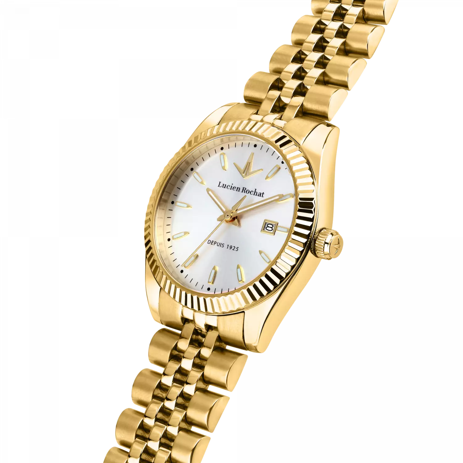 Orologio Tempo e data da Donna Lucien Rochat R0453124505, Cassa Gold in Acciaio. Collezione Bienne lady Quadrante argento