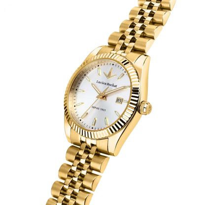 Orologio Tempo e data da Donna Lucien Rochat R0453124505, Cassa Gold in Acciaio. Collezione Bienne lady Quadrante argento