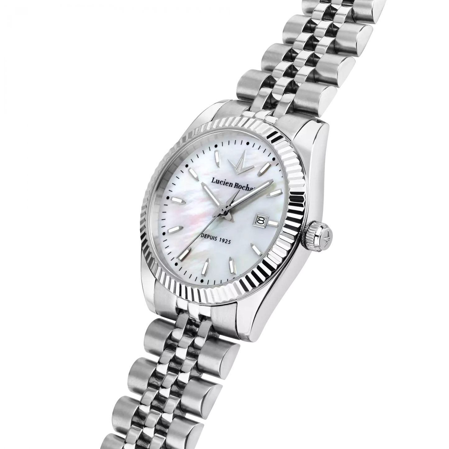 orologio tempo e data da donna lucien rochat r0453124506, cassa silver in acciaio. collezione bienne lady quadrante in madreperla