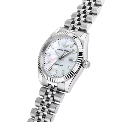 Orologio Tempo e data da Donna Lucien Rochat R0453124506, Cassa Silver in Acciaio. Collezione Bienne Lady Quadrante in madreperla