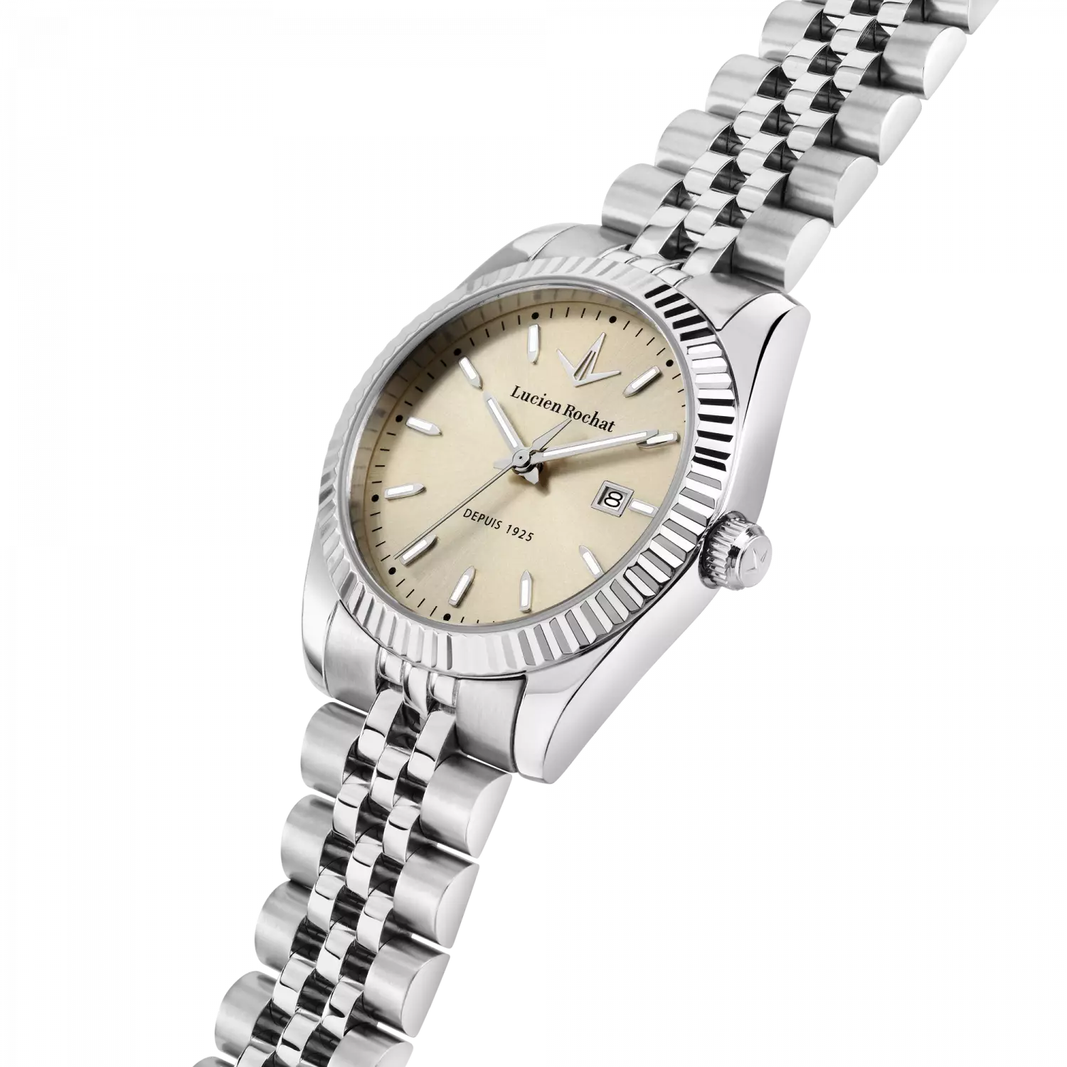 Orologio Tempo e data da Donna Lucien Rochat R0453124515, Cassa Silver in Acciaio. Collezione Bienne Lady 2025/2026 Quadrante oro