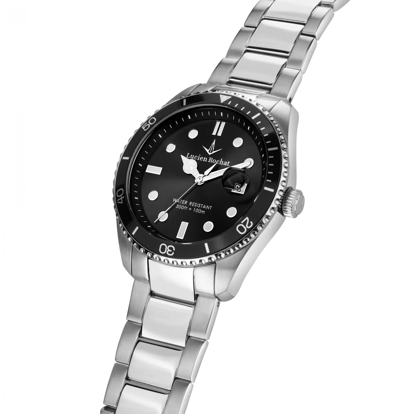 orologio tempo e data da uomo lucien rochat r0453117001, cassa silver in acciaio. collezione léman