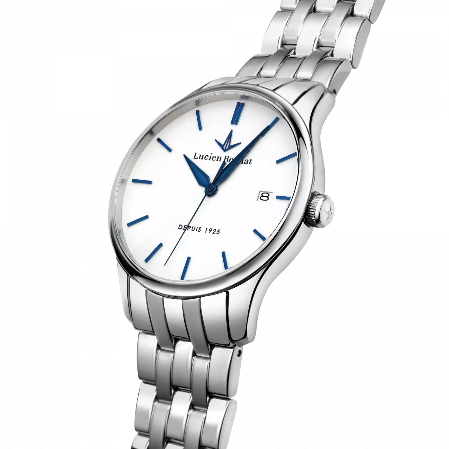 Orologio Tempo e data da Uomo Lucien Rochat R0453115007, Cassa Silver in Acciaio. Indici e lancette blu. Collezione Montreux