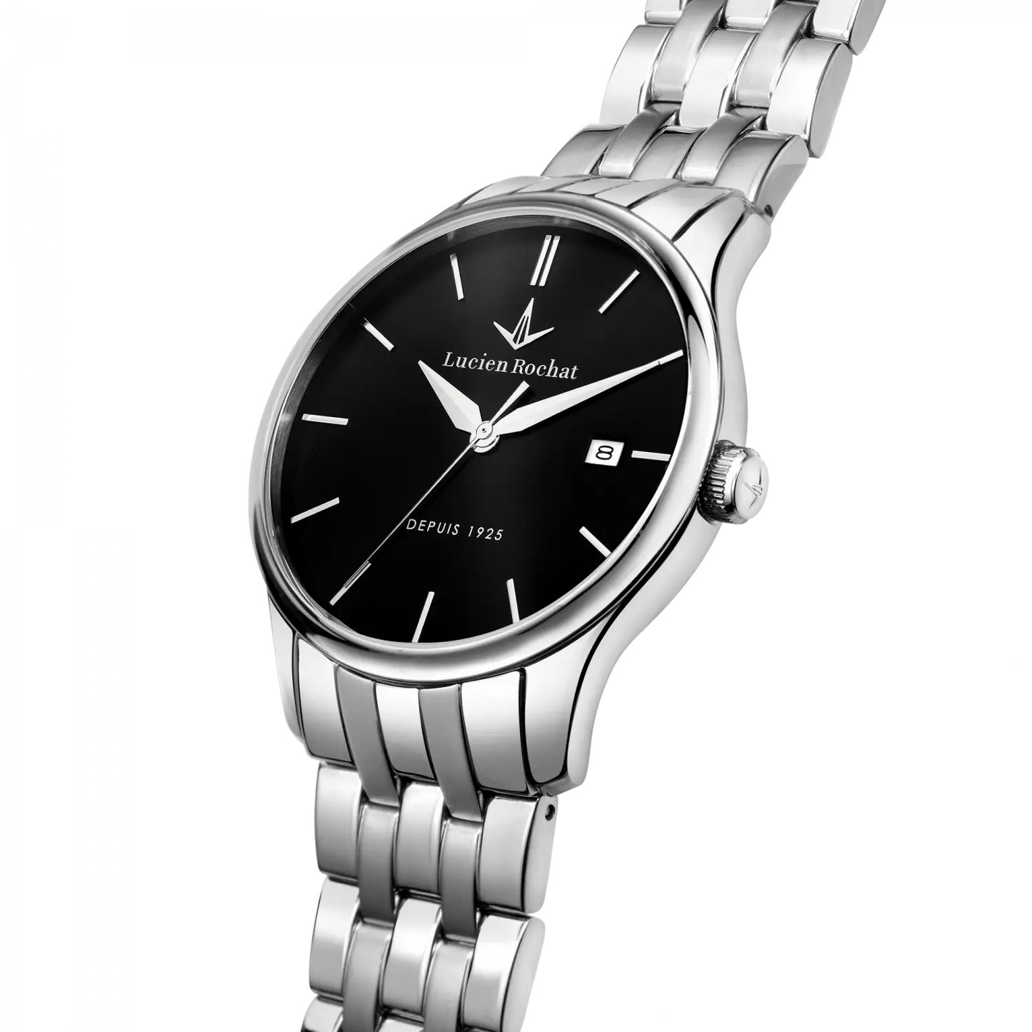 orologio tempo e data da uomo lucien rochat r0453115008, cassa silver in acciaio. collezione montreux