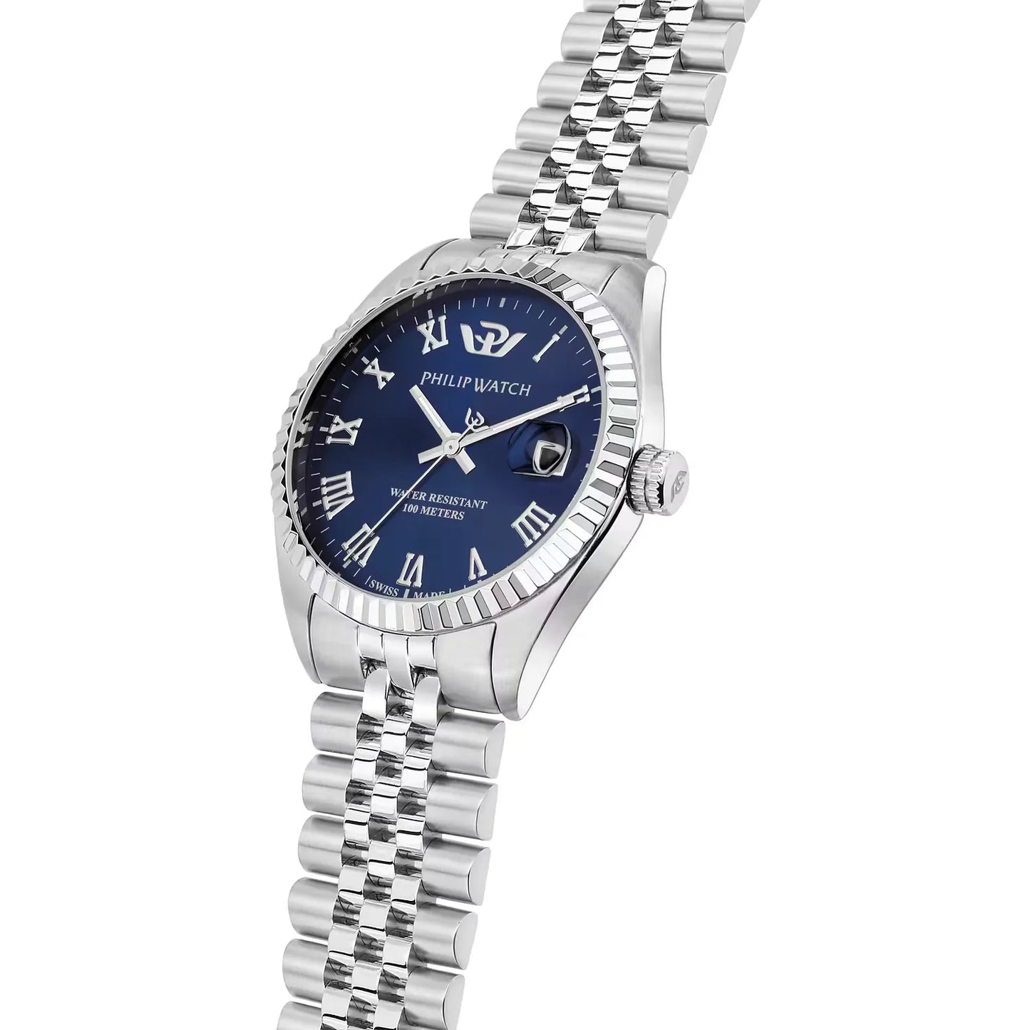 orologio da donna con movimento al quarzo eta f05.115 e funzioni di solo tempo con data.
cassa rotonda in acciaio inox dal diametro di 35 mm. lunetta zigrinata. fondello e corona a vite. 