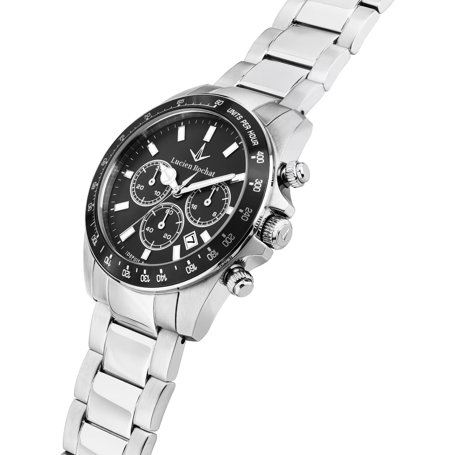 Dettaglio cronografo orologio uomo Lucien Rochat R0473617010 acciaio raffinato