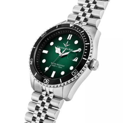Orologio Tempo e data da Uomo Lucien Rochat R0453117003, Cassa Silver in Acciaio. Collezione Léman Quadrante ombrè verde