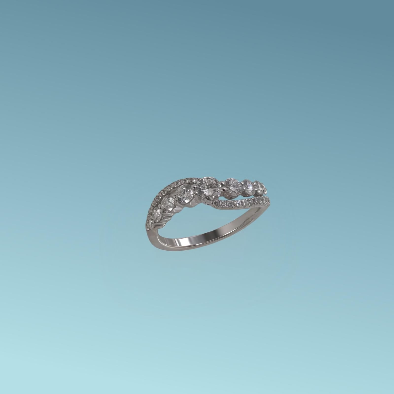 Anello Veretta in oro bianco 18kt di Meteore Gioielli ha un design che mette in risalto i diamanti disposti in una sequenza armoniosa per un totale di 0.91 ct