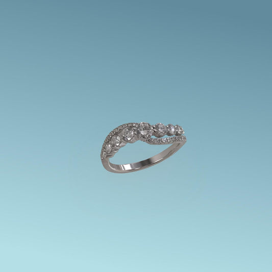 Anello Veretta in oro bianco 18kt di Meteore Gioielli ha un design che mette in risalto i diamanti disposti in una sequenza armoniosa per un totale di 0.91 ct