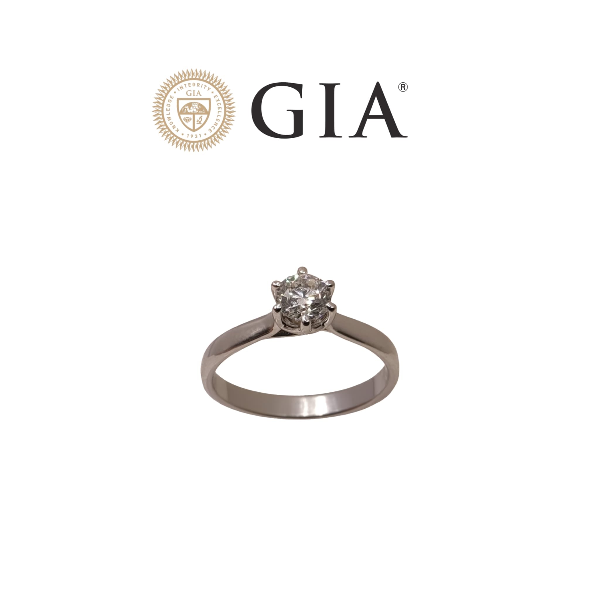 Anello in oro bianco 18kt di Meteore Gioielli con diamante naturale taglio brillante 0.50ct E/VS1 certificato internazionale GIA e incisione laser sulla cintura