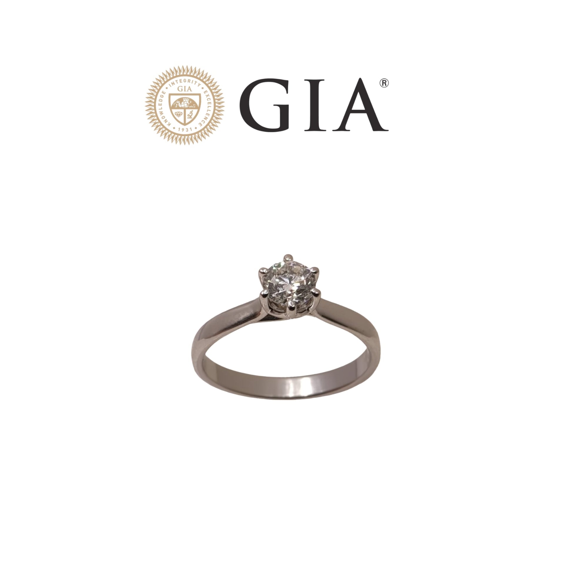 Anello in oro bianco 18kt di Meteore Gioielli con diamante naturale taglio brillante 0.50ct E/VS1 certificato internazionale GIA e incisione laser sulla cintura