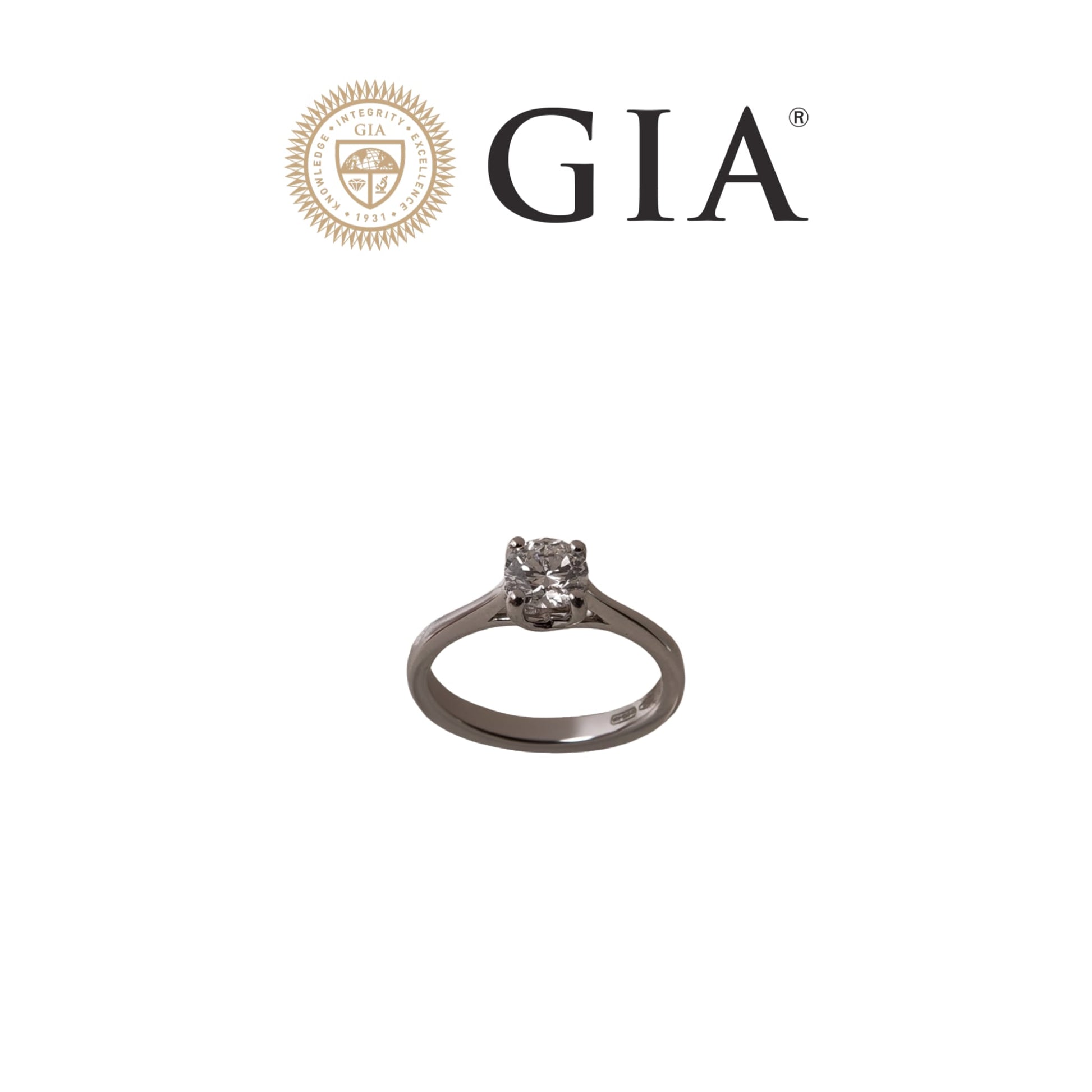 Anello Solitario in oro bianco 18kt di Meteore Gioielli con diamante naturale taglio brillante 0.70ct D/VVS2 Certificato  GIA e incisione laser sulla cintura