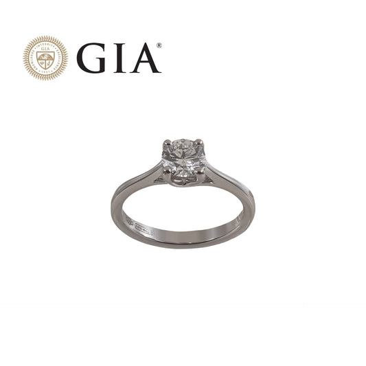  anello in oro bianco 18kt di Meteore Gioielli presenta un diamante naturale taglio brillante D/VVS2 corredato da un certificato GIA n.2528824756