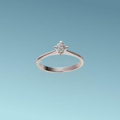 Anello Solitario in oro bianco 18kt di Meteore Gioielli con diamante naturale taglio brillante  0.20 carati G/Vs. Simbolo di amore e unione. Perfetto per proposte di fidanzamento