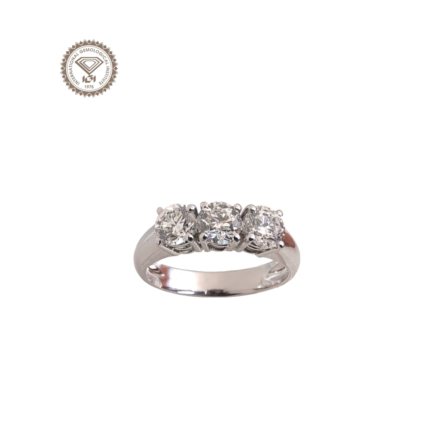 anello trilogy in oro bianco 18kt di meteore gioielli con diamanti naturali taglio brillante 1.51 ct e/vs1 vg ex ex none corredati di certificato internazionale igi
