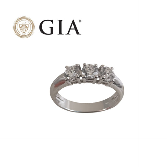 Anello trilogy con Diamanti Cerificati GIA 0.90 D color VS1