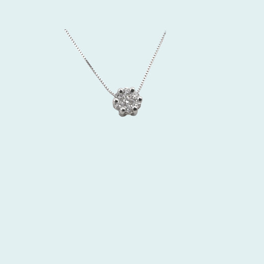Collana punto luce magic in oro bianco 18 carati e diamanti per un totale di carati0.16 G color VS