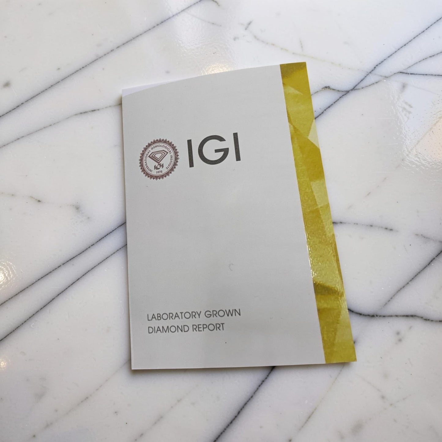 copertina certificato igi diamante coltivato in laboratorio