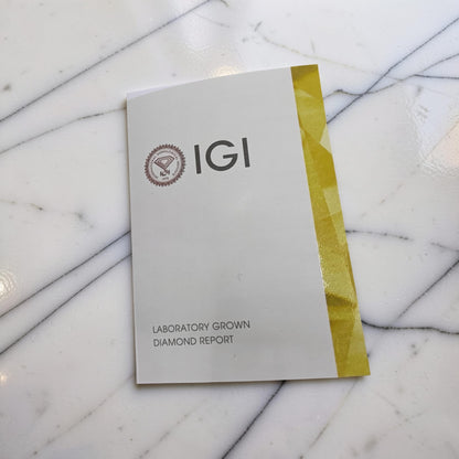 Copertina certificato IGI diamante coltivato in laboratorio