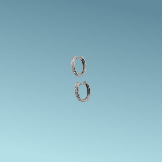 Piccoli Orecchini a Cerchio con Diamanti ct 0,22 in Oro bianco 18 Kt