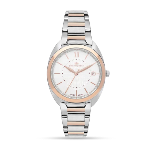 Orologio solo tempo da donna di Philip Watch Lady R8253493503 Cassa in acciaio del diametro di 32 mm, quadrante di colore silver con ghiera in acciaio rosato
