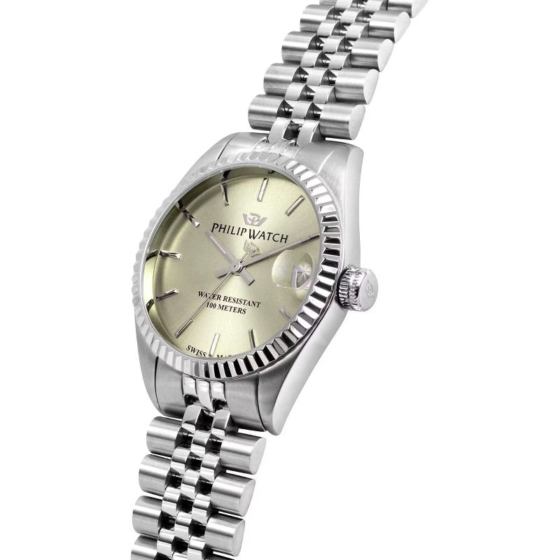 Orologio da donna swiss made con movimento al quarzo e funzioni di solo tempo con data.