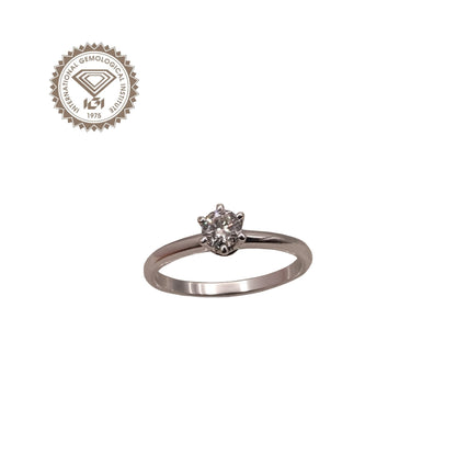 Anello Solitario in oro bianco 18kt di Meteore Gioielli con diamante naturale taglio brillante 0.30 ct D/VS1 VG EX EX NONE certificato IGI N. 689512618