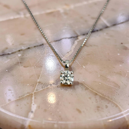 Collana Punto Luce Oro Bianco 18kt Diamante Naturale 0,30 ct D/VS1  Certificato IGI